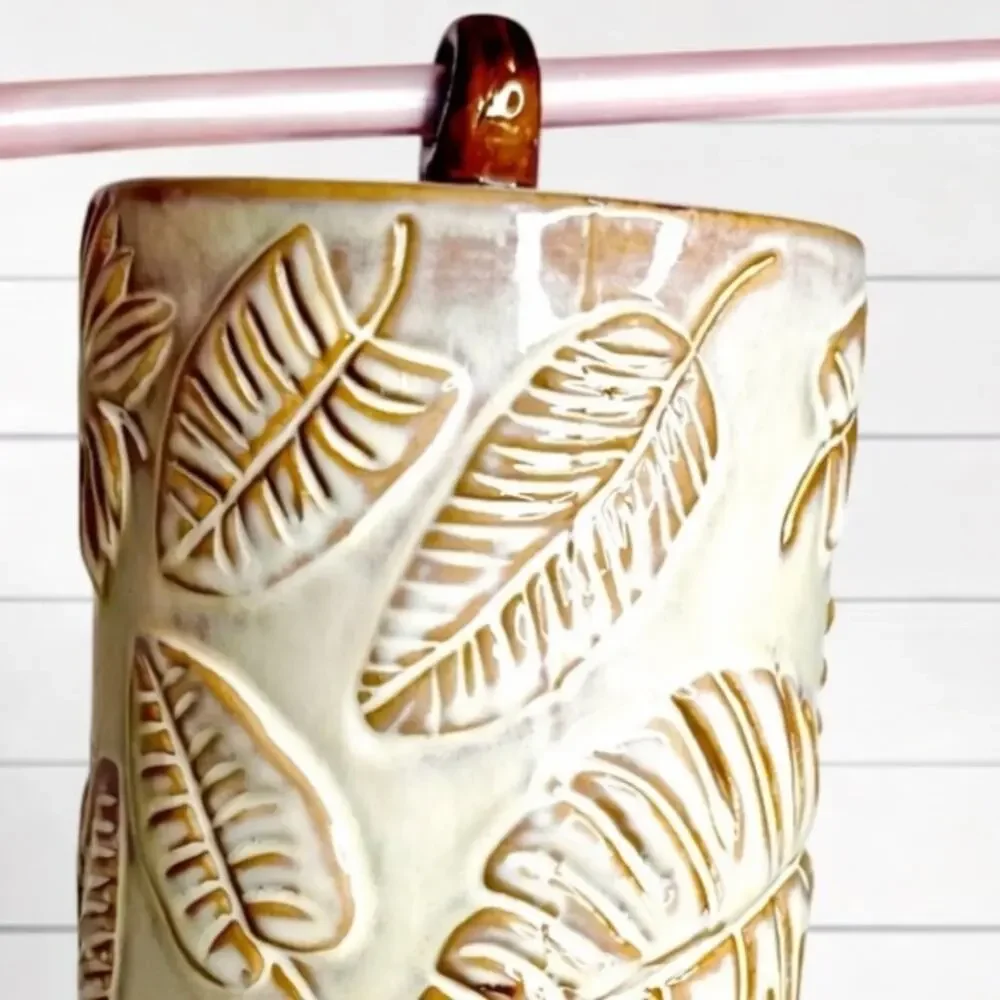 Vintage Studio Art Pottery Wind Chime Bell Ceramic Botanical Fern Handcrafted